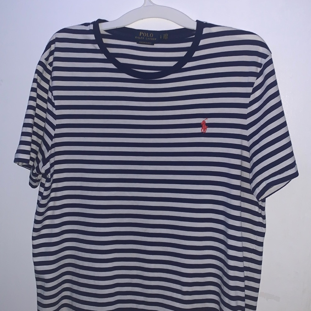 White/Blue Striped Polo Ralph Lauren T Shirt